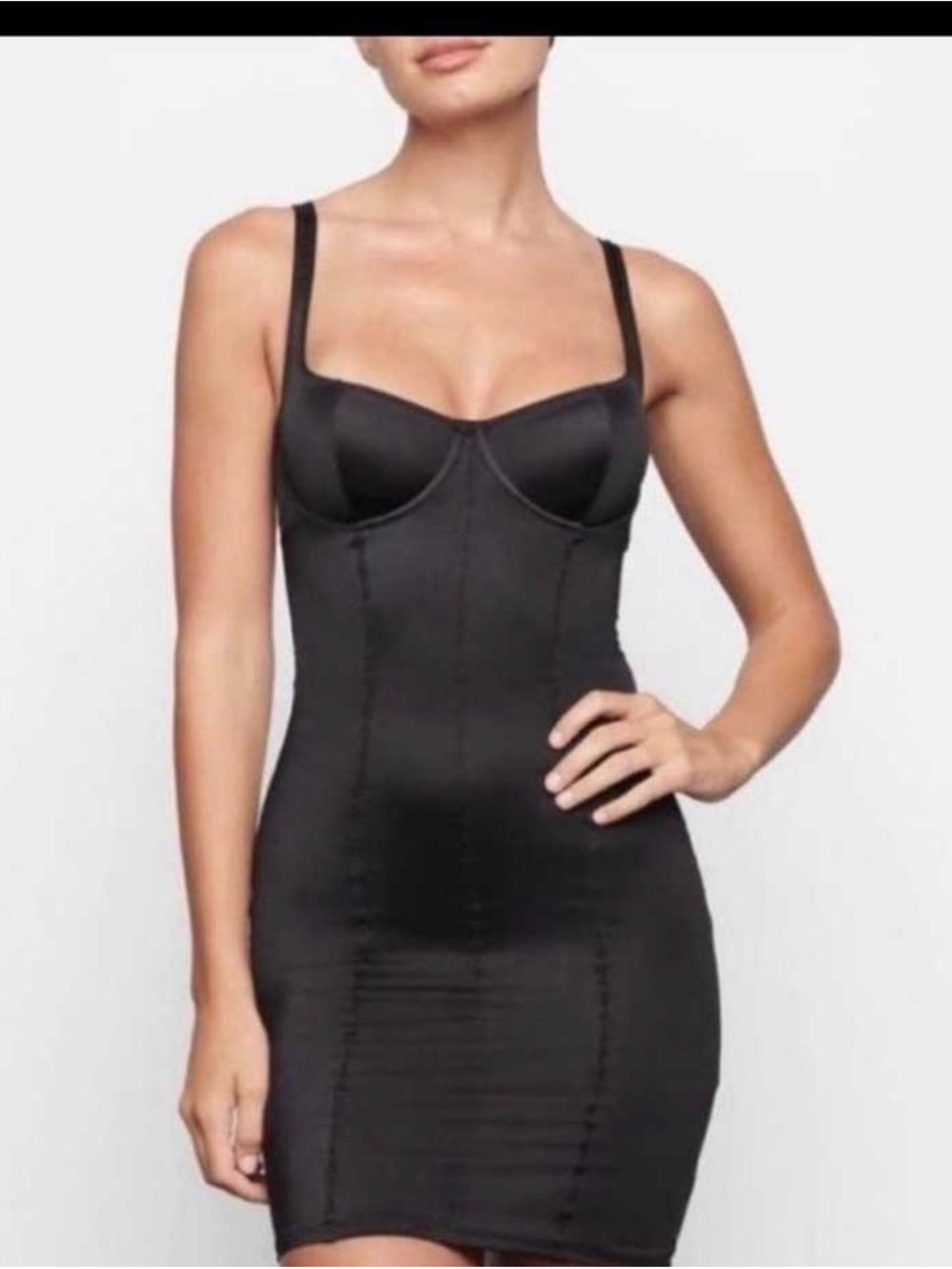 SKIMS Black Sculpting Slip Dress with Underwire